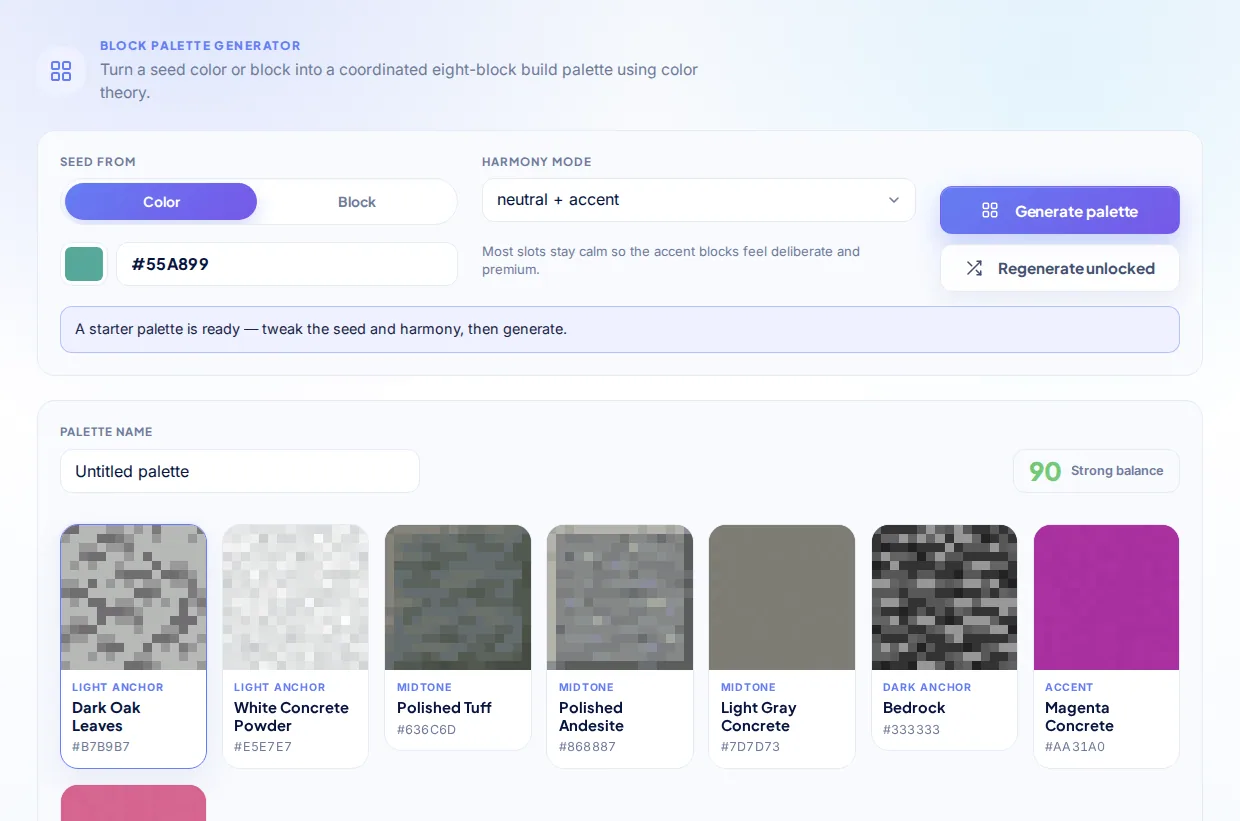 Block Palette Generator screenshot