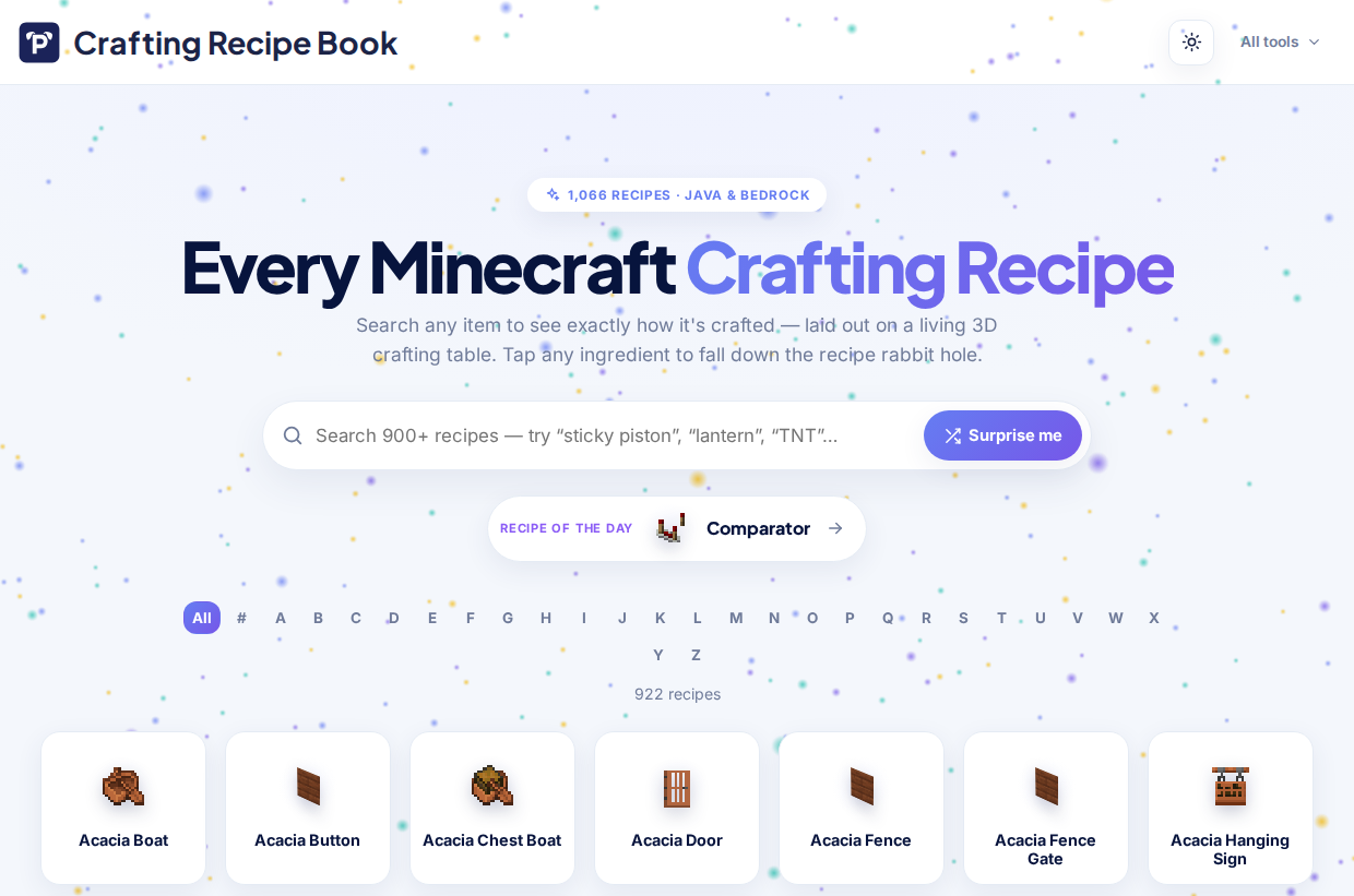 Crafting Recipe Book screenshot