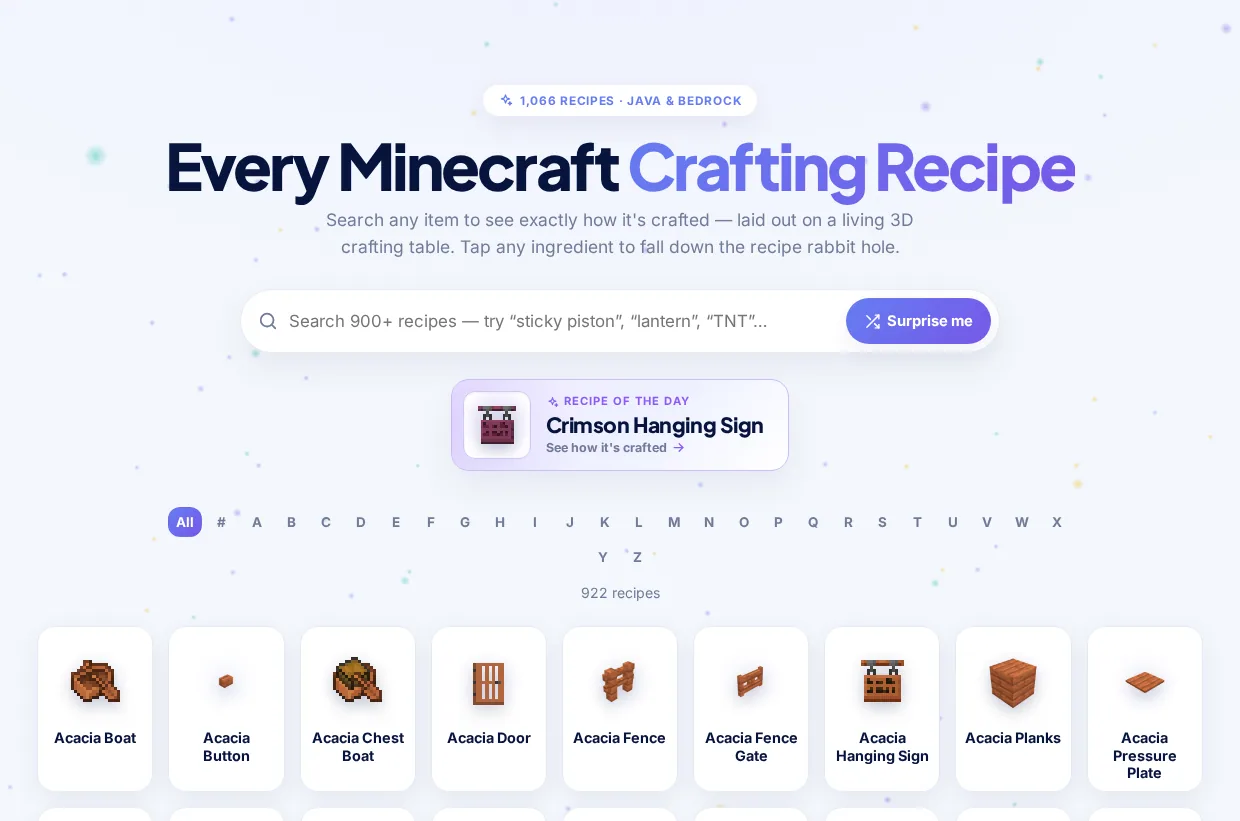 Crafting Recipe Book screenshot